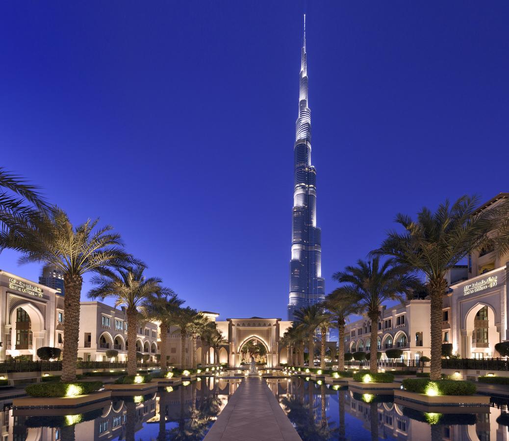 Palace Downtown at dusk with Burj Khalifa backdrop, Downtown Dubai
